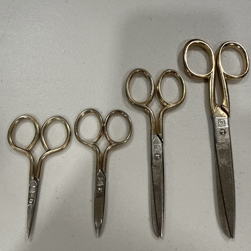 Germany Scissors Set of 4 Pairs Hallmarked‎ with Two Palm Trees Vintage 1950s